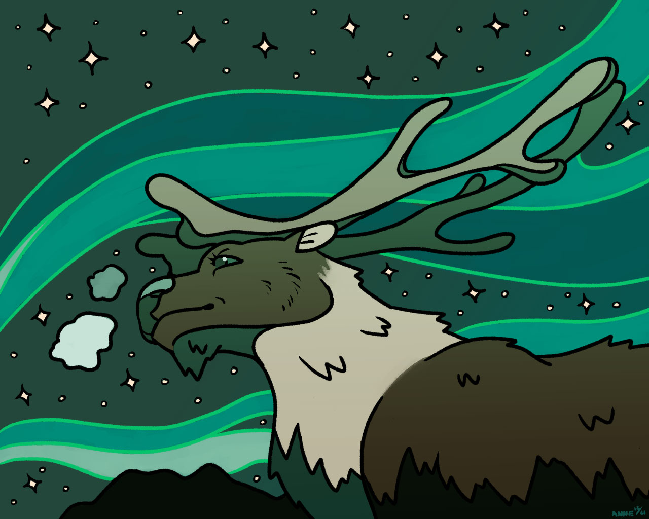 reindeer at night